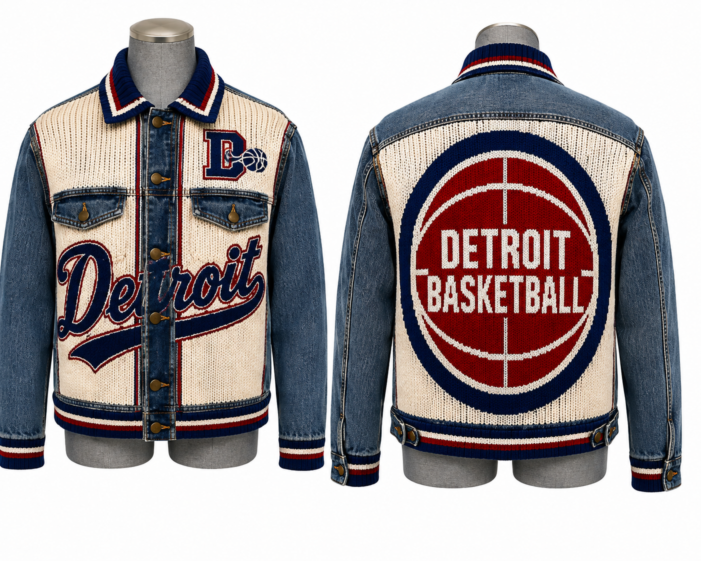 Detroit Basketball Knit Denim Jacket - Pre-Order