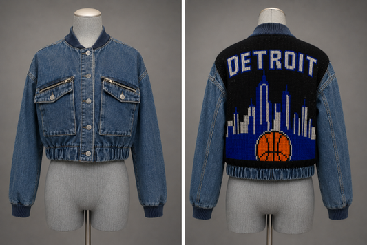 Detroit Skyline Denim Knit Jacket - Pre-Order