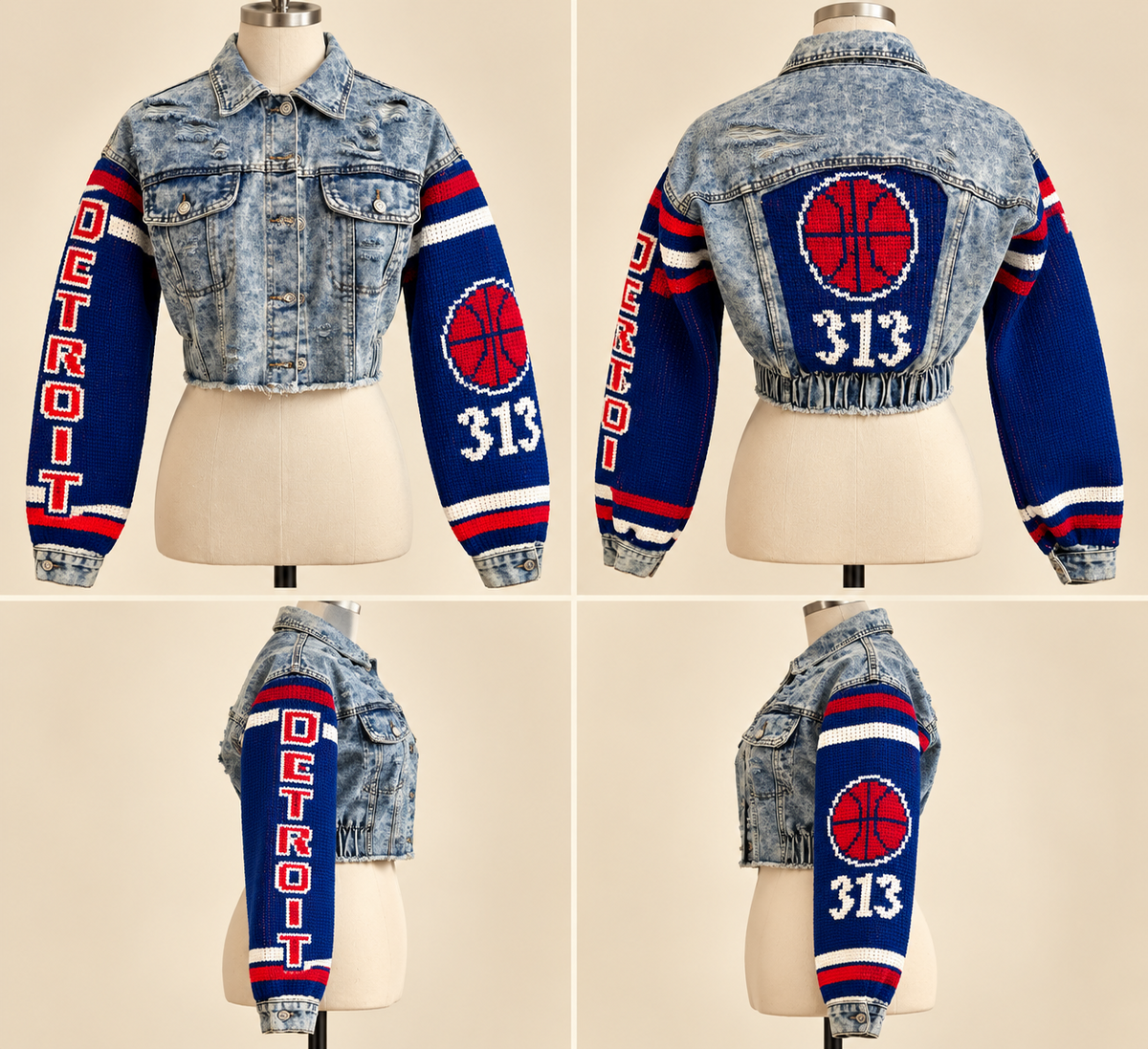 Detroit Basketball Denim Knit Jacket – Pre-Order